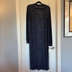 White House Black Market Sparkling Navy Long Sleeve Dress